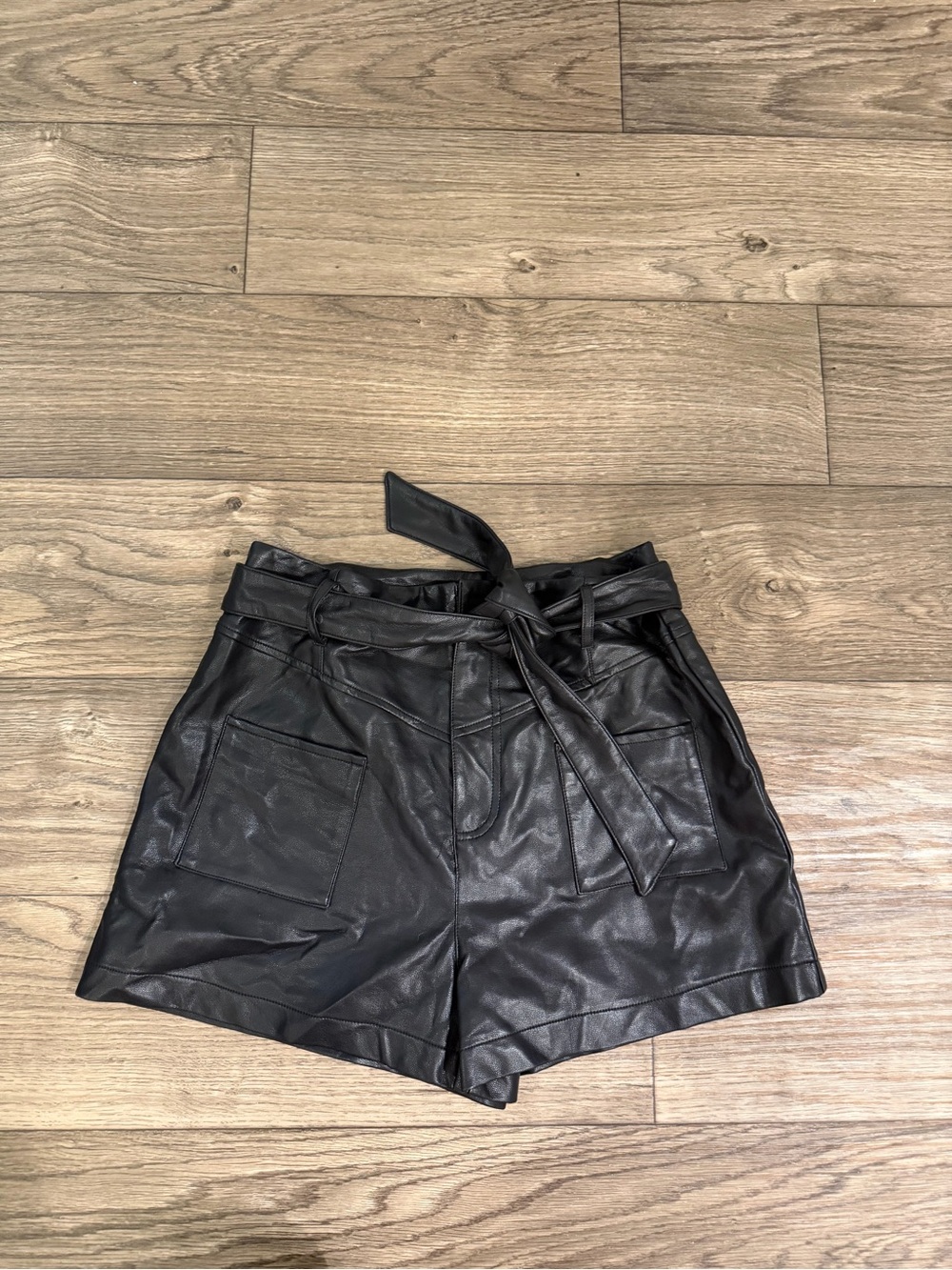 Olivaceous High Waisted Leather Shorts
